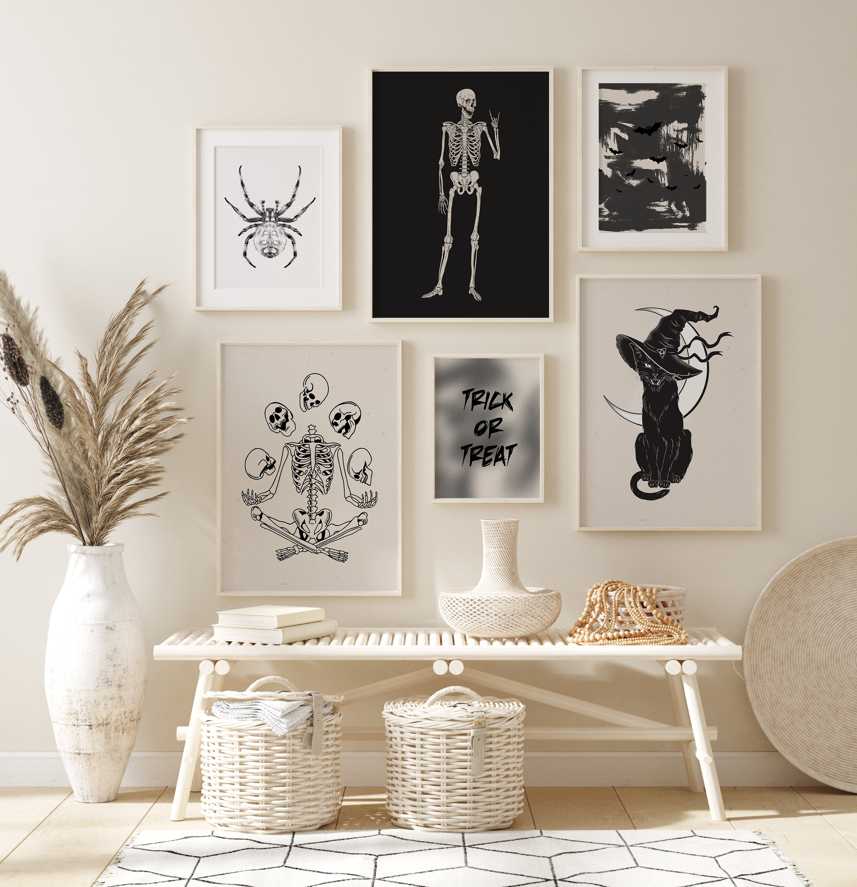 Halloween Set of 6 Printables, Halloween Gallery Wall, Halloween Decor ...