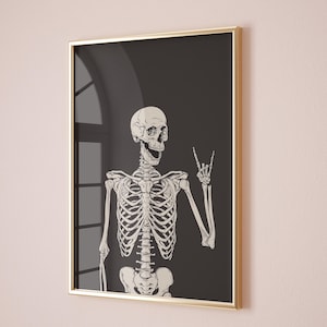 Funny Skeleton Print Funny Peace Skeleton Poster Trendy Halloween Wall Art Spooky Art Print Digital Download 1 Print