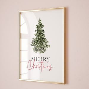 Placa de Feliz Natal, Impressão de Feliz Natal, Árvore de Natal, Arte de Parede para Imprimir, Decoração de Natal, Pôster de Natal, Decoração de Férias, Impressões para Download