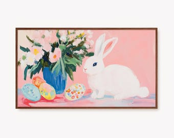 Samsung Frame TV Art Cornice di Pasqua TV Art Primavera Tv Art Decorazioni di Pasqua Pastello Screensaver Coniglietto di Pasqua Dipinto di Pasqua Download Digitale Istantaneo