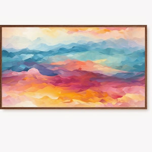 Samsung Frame TV Art Abstract Landscape Painting | Modern Colorful Sunset Artwork for The Frame TV | Instant Digital Download