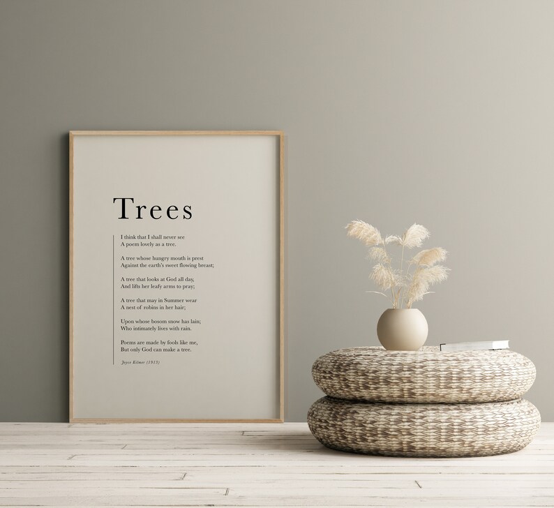 Trees Joyce Kilmer Poem Printable Poem Joyce Kilmer Trees Etsy