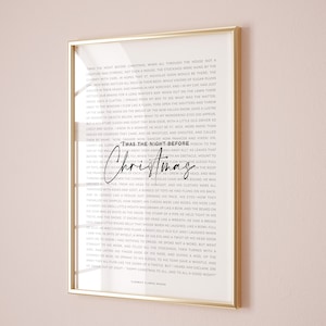 Twas the Night Before Christmas Prints Wiersz bożonarodzeniowy | Sztuka ścienna bożonarodzeniowa, Dekoracja z cytatami świątecznymi, Plakaty do druku, Pobieranie cyfrowe