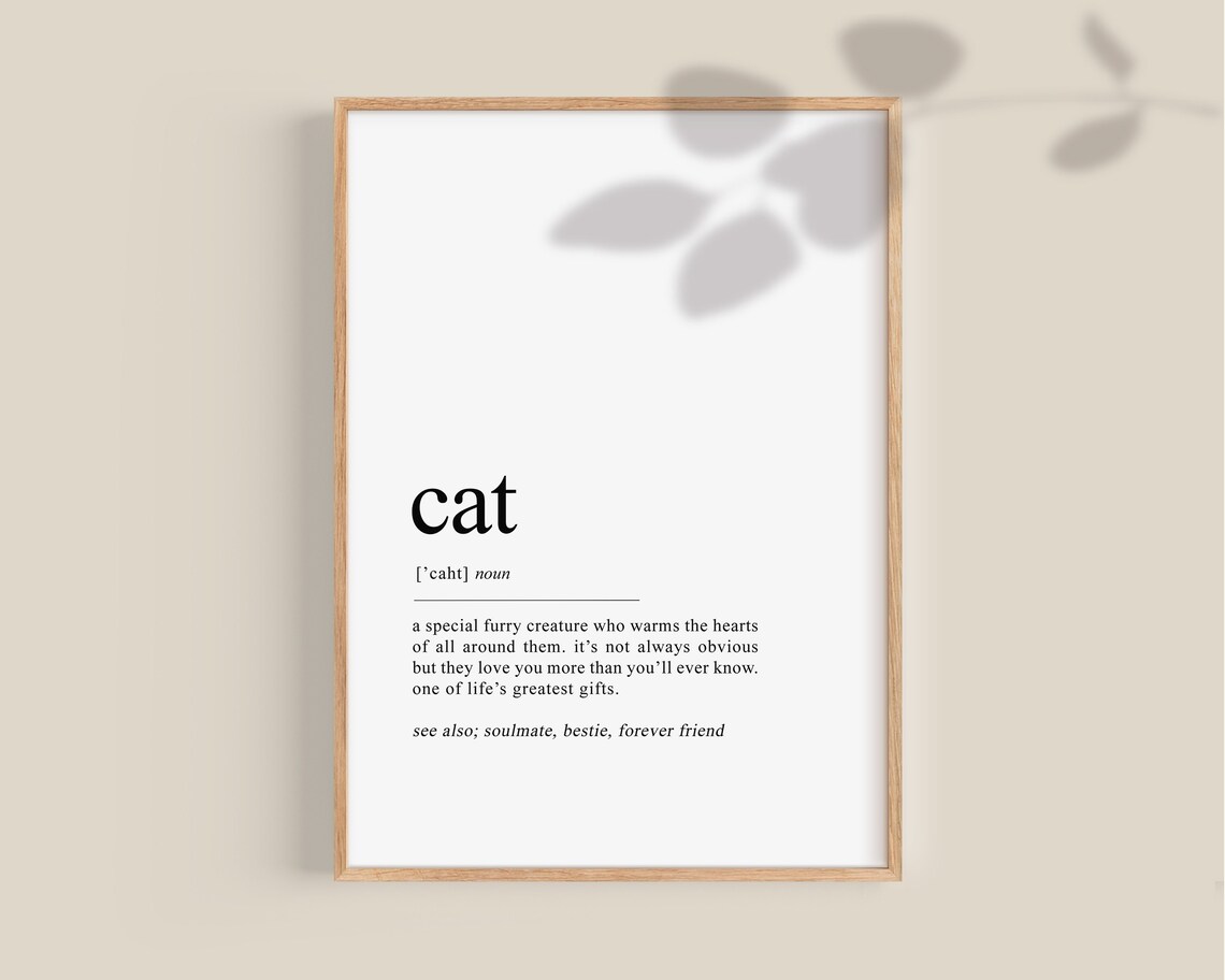 Cat Definition Print Cat Wall Art Cat Cafe Poster Cat Mom Etsy