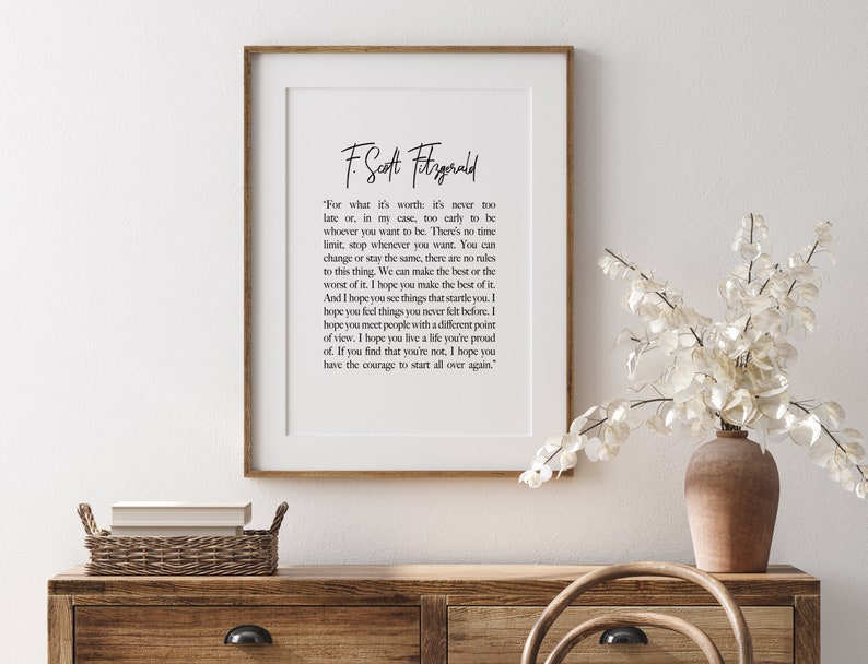 For What It's Worth Quote Wall Art F. Scott Fitzgerald For what its worth Quote Wall Art | Etsy
