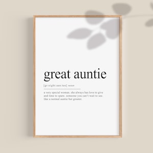 Great Auntie Christmas Gift for Her Great Auntie Personalized Gift Custom Print Present for  Great Auntie Best Auntie Ever Digital Download