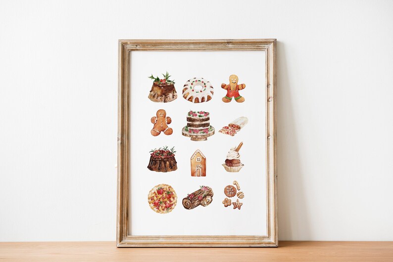 Julväggkonst utskrivbara rustika juldekorationer | Utskrivbar väggkonst med lantlig jul, digital nedladdning av pepparkaksgubben bild 2