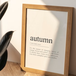 Herbst Definition Poster, Herbst druckbare Kunst Herbst Wand Druck Saisonale Dekorationen Thanksgiving Home Dekor DIGITAL Download Drucken Sie sich selbst aus