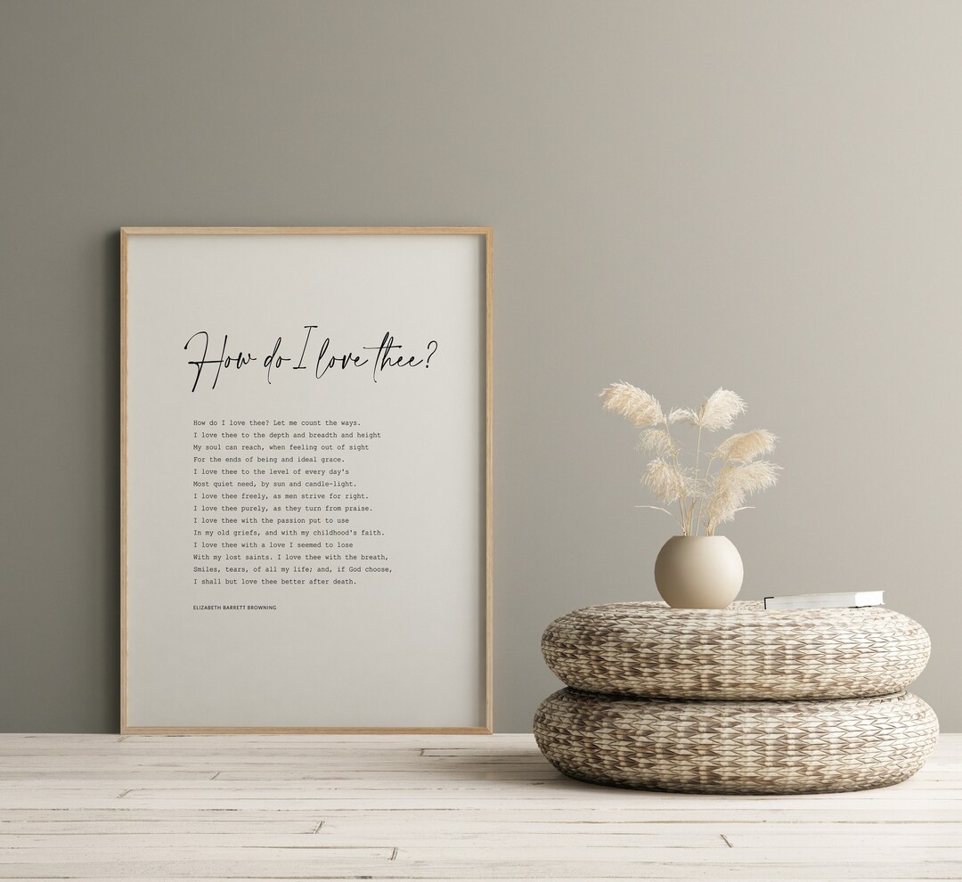 How Do I Love Thee Poem, Elizabeth Barrett Browning, Wedding Gift, Love