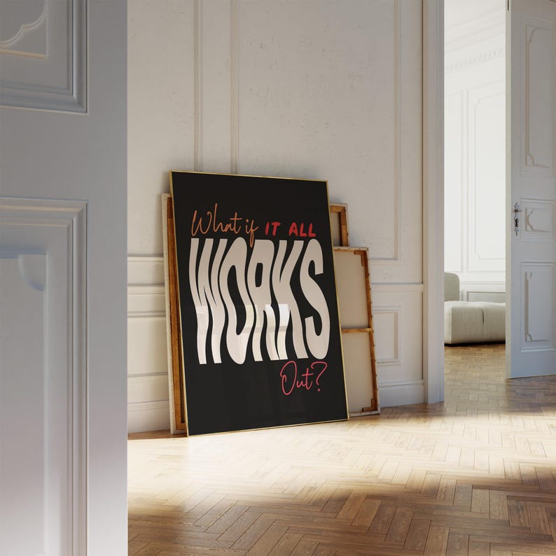 Preppy Wall Art What If It All Works Out Print Trendy Wavy Poster Retro