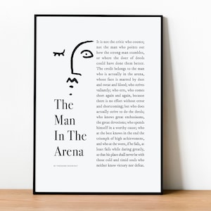 The Man in the Arena Printable, Daring Greatly Quote, Theodore Roosevelt, graduation gift, inspirational quote, digital prints | DOWNLOAD