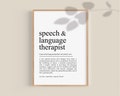 Speech and Language Therapist Definition Print, Speech Therapist Gift, Speech Pathologist gift, graduation gift, wall art product logo