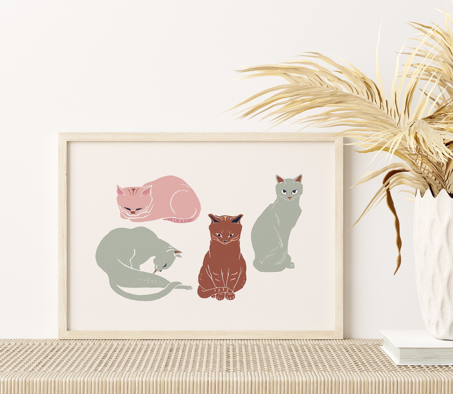 Cat wall decor Abstract Cats Art Cat lover prints gift for Etsy