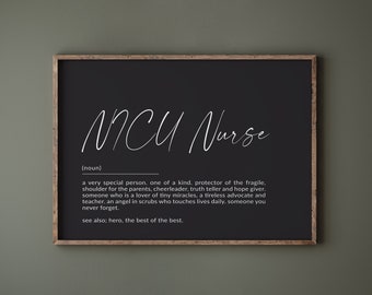 Impresión de definición de enfermera de NICU, regalo de enfermera de UCI neonatal, cartel de enfermera de UCI, regalos de enfermera de nicu, regalo de cumpleaños de enfermera, regalo único de graduación de enfermera