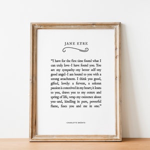 Jane Eyre Print, Jane Eyre Quote, Jane Eyre Quotes, Jane Eyre Wall Art, Charlotte Brönte, Reader I married him, Brönte sisters, bookish gift image 7