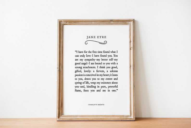 Jane Eyre Print, Jane Eyre Quote, Jane Eyre Quotes, Jane Eyre Wall Art, Charlotte Brönte, Reader I married him, Brönte sisters, bookish gift image 7