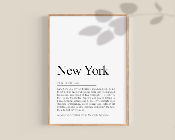 New York Souvenir Definition Print, New York Poster, New York City Gift, NYC Prints, Instant Printable Wall Art | Digital Download