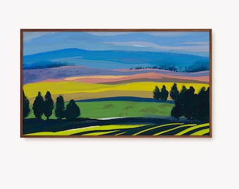 Landscape Painting Samsung Frame TV Art Abstract Colorful Art Modern Rustic Artwork for The Frame TV Countryside Farmhouse Decor Screensaver