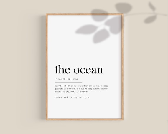 Ocean lover gift, Sea lover gifts, beach print, beach wall art, ocean definition print, sea swimmer gift, sailing, boating printable