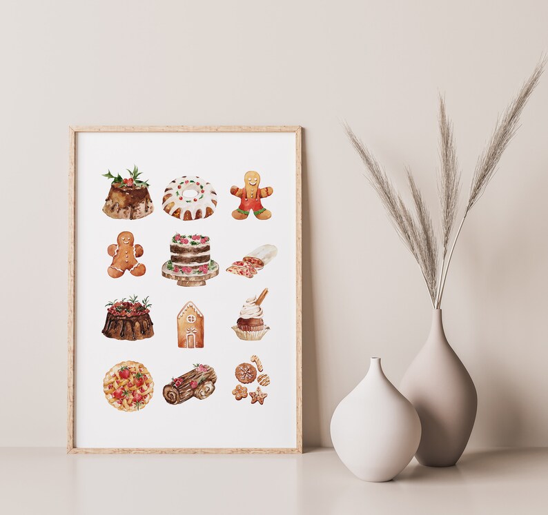 Julväggkonst utskrivbara rustika juldekorationer | Utskrivbar väggkonst med lantlig jul, digital nedladdning av pepparkaksgubben bild 4