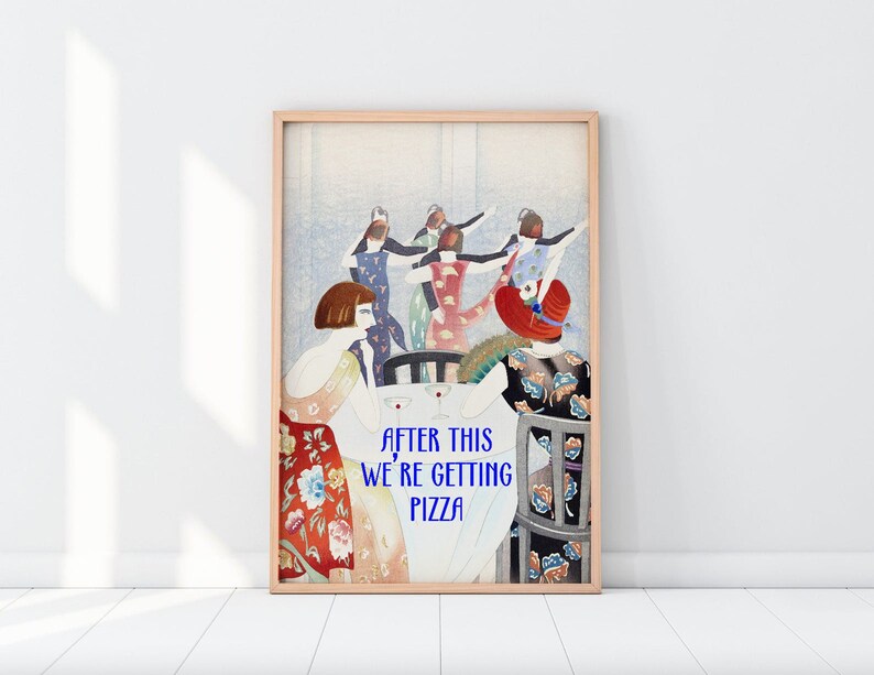 Vintage Pizza Print Funny Dining Room Decor Funny Altered Art Print