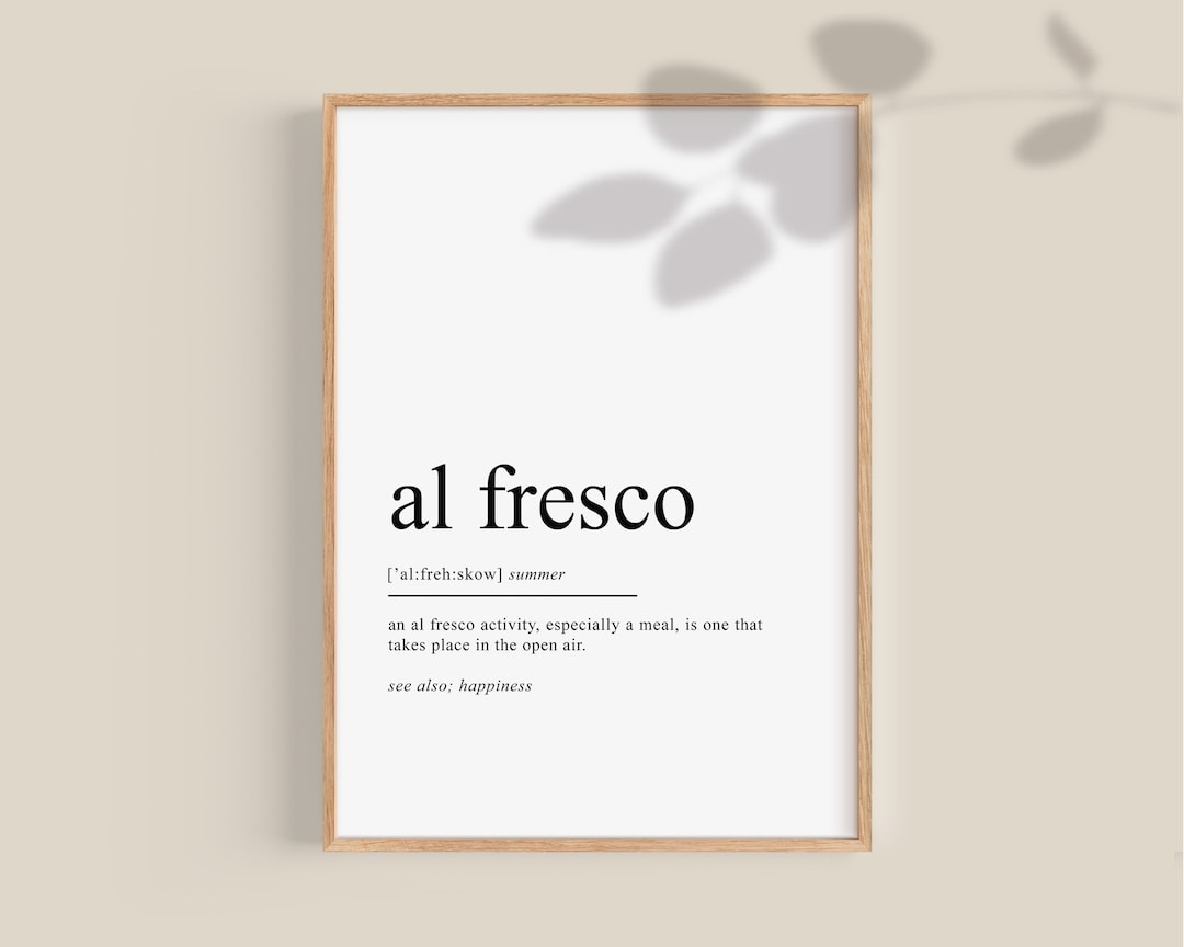 Al Fresco Definition Print Alfresco Poster Italian Wall Art Etsy