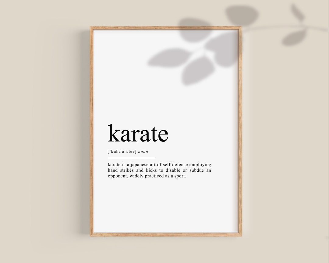 Karate Definition Print Karate Poster Martial Arts Gift Etsy