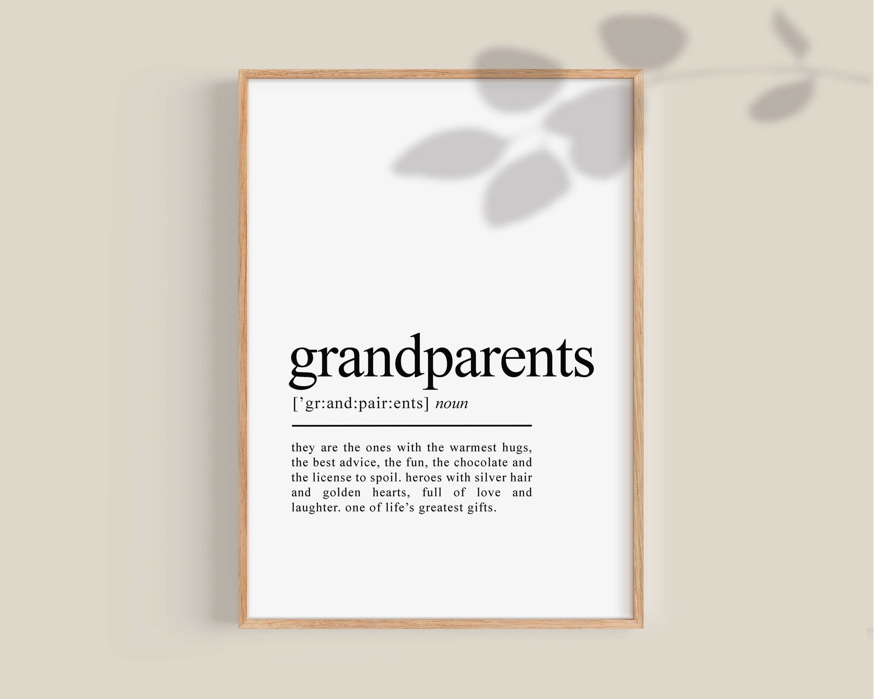Grandparents Definition Print Personalised Grandparent Gifts | Etsy