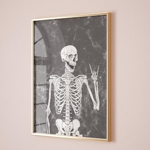 Skeleton Wall Art Cute Peace Skeleton Decor Funny Halloween Poster Digital Download Cute Halloween Print Trendy Halloween Printable Wall Art