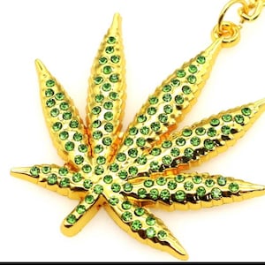Custom made Blingy Marijuana leaf keychain.