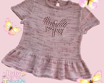KNITTING PATTERN - *Florence* baby girl&#39;s sweater with ruffle/In French