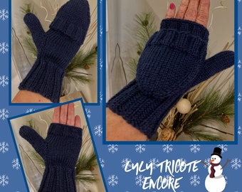 KNITTING PATTERN-Flap mittens / In French