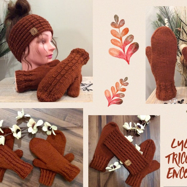 KNITTING PATTERN-Kit * Lysanne * Headband and Mittens/In French