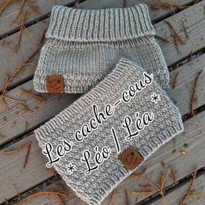Patron tricot en français-Knitting pattern English version: Cache-cous et snood *Léo/Léa* / Neck warmer and snood Leo/Lea*