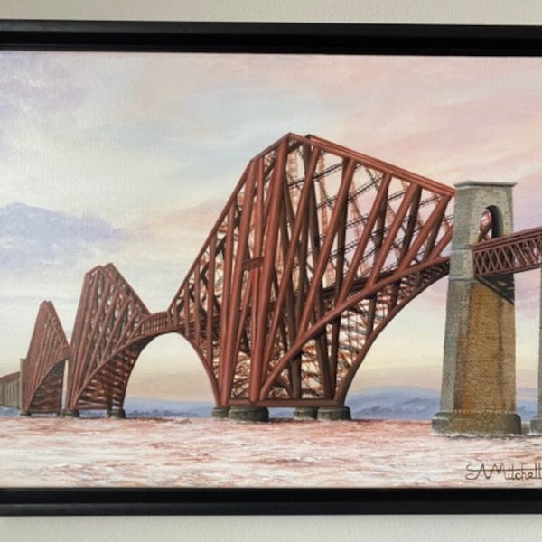 Pink Waters Rail Bridge Original Painting