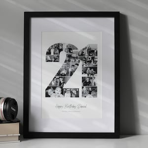 パーソナライズされた番号付き誕生日プリント| パーソナライズされた 21 歳の数字| パーソナライズされた誕生日| 数字の写真プリント| 任意の数字| フレームなし