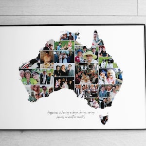 Personalisierte Australien Karte mit Fotos Personalisierte Karte | Foto Karte Drucken| Collage Landkarte und deine Fotos| Beliebige Länderkarte mit deinen Fotos