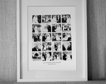 Personalised wedding Anniversary print with 20 photos| Anniversary Gift| Wedding Gift| A4 size print Anniversary gift| Black and White print