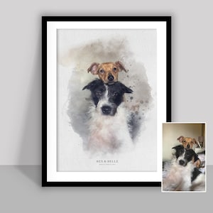 Custom pet portrait| personalised pet print| Custom Portrait| Pet Portrait | watercolour effect dog print| Christmas gift