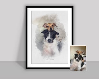 Custom pet portrait| personalised pet print| Custom Portrait| Pet Portrait | watercolour effect dog print| Christmas gift