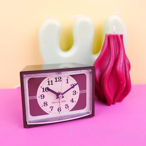 Vintage brown little mantle clock, tabletop German make, mid century retro 1970s 1960s design