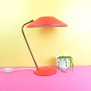 Vintage Swedish Desk Lamp by Ewa Värnamo, red table lamp, adjustable 1950s 1960s spot light, mid century mcm retro atomic space age design