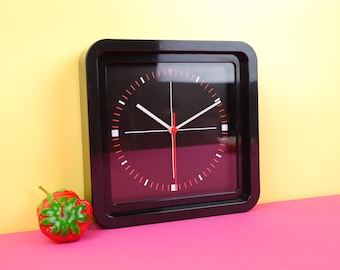 Vintage IKEA Wall Clock, Black Square Minimalist Office Clock