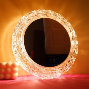 Vintage large mirror glass lamp, German Wila Leuchte wall ceiling lighting, flush light 1960s 1970s retro mid century decor