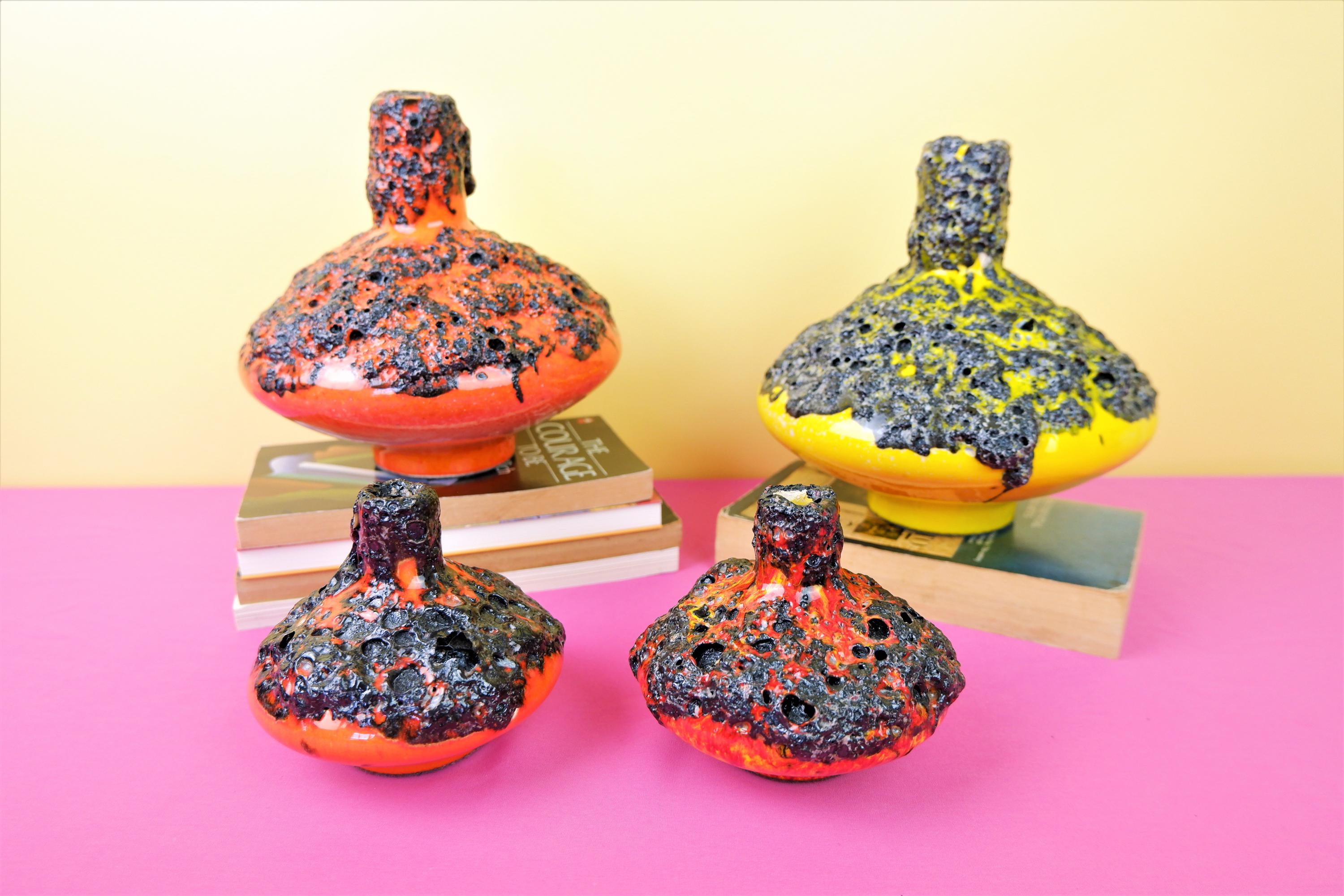 Vintage German Pottery Fat Lava Vase by Ü-Keramik WGP, 1970s