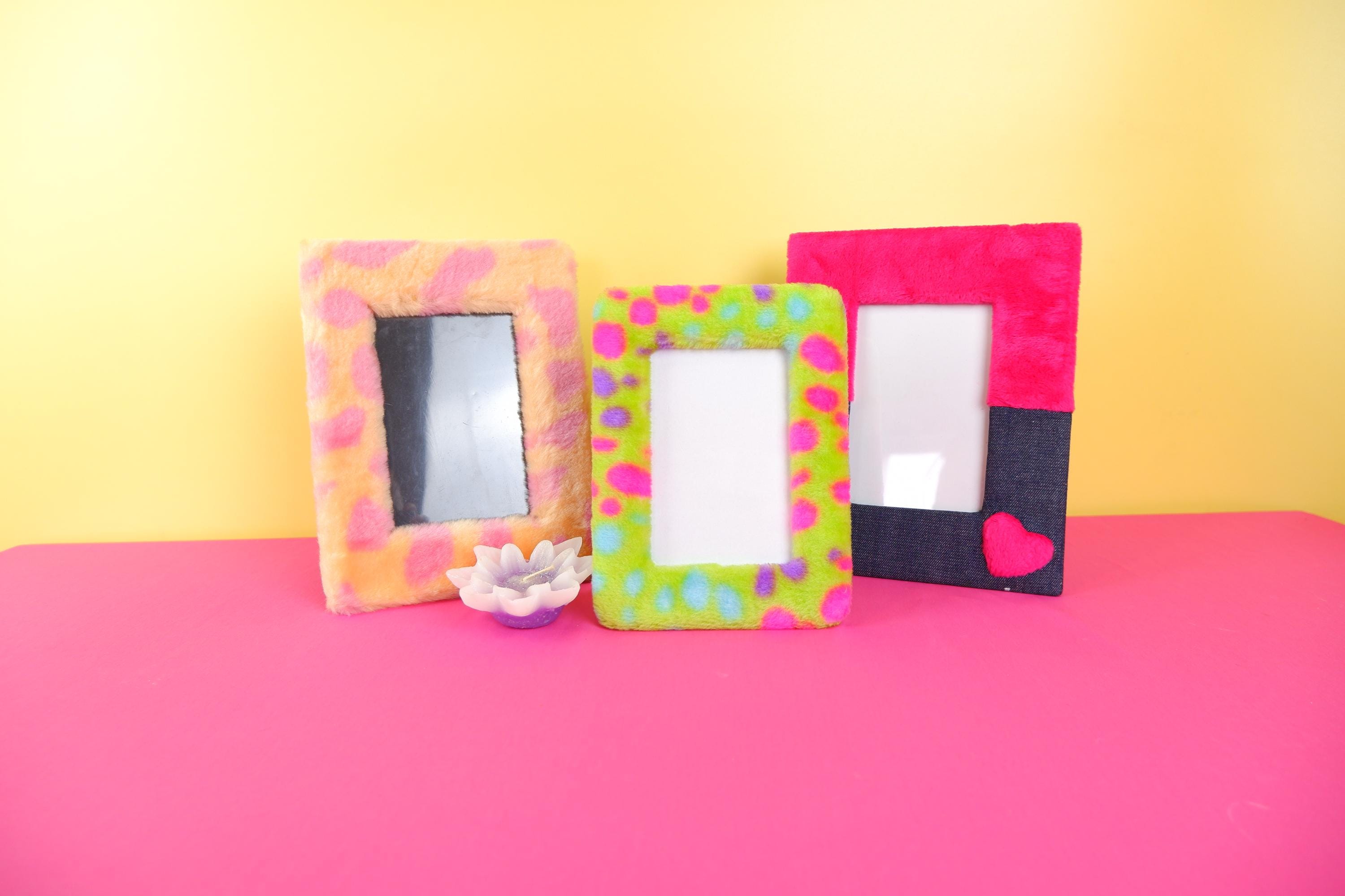 Vintage Y2K Picture Photo Frame, Furry Faux Fur Design, 2000s