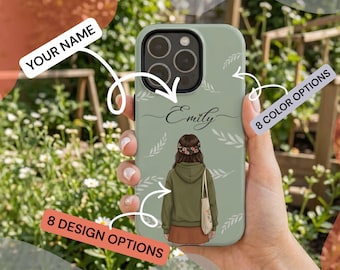Custom Phone Case, Personalised Girl Illustration Case, Printed Phone Case, Matte Finish