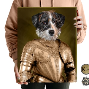 Custom pet renaissance dress. royal pet portrait. royal portrait. pet portrait. renaissance costume. Armed warrior