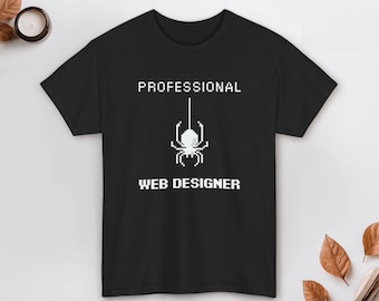 T-shirt voor professionele webdesigner, grappig T-shirt voor ontwikkelaars, pixel-spider-coderingsshirt, cadeau webontwikkelaar, grafisch T-shirt programmeur