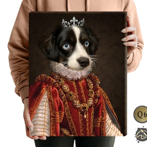 Custom Pet Portrait. Pet portrait from photo. Custom Pet portrait. Dog Portrait. Q6 Female Costume. Renaissance Pet Portrait.